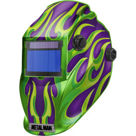 Metal Man® Big Window Auto Darkening Welding Helmet Variable Shade Control -Purple/Green Flame APG8735SGC