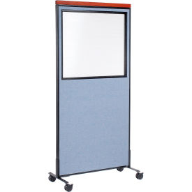 Interion® Mobile Deluxe Office Partition Panel with Partial Window 36-1/4