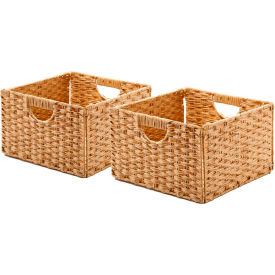 Seville Classic Foldable Handwoven Cube Storage Basket 2 Pack Natural/Brown WEB653