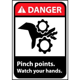 Danger Sign 14x10 Vinyl - Pinch Points Watch Your Hands DGA19PB