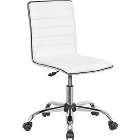 Interion® Antimicrobial Armless Synthetic Leather Chair White 857WH-AM695
