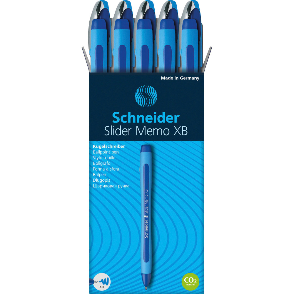 Rediform Schneider Slider Memo XB Ballpoint Pens, Extra Broad Point, 1.4 mm, Blue Barrels, Blue Ink, Pack Of 10 Pens MPN:RED150203