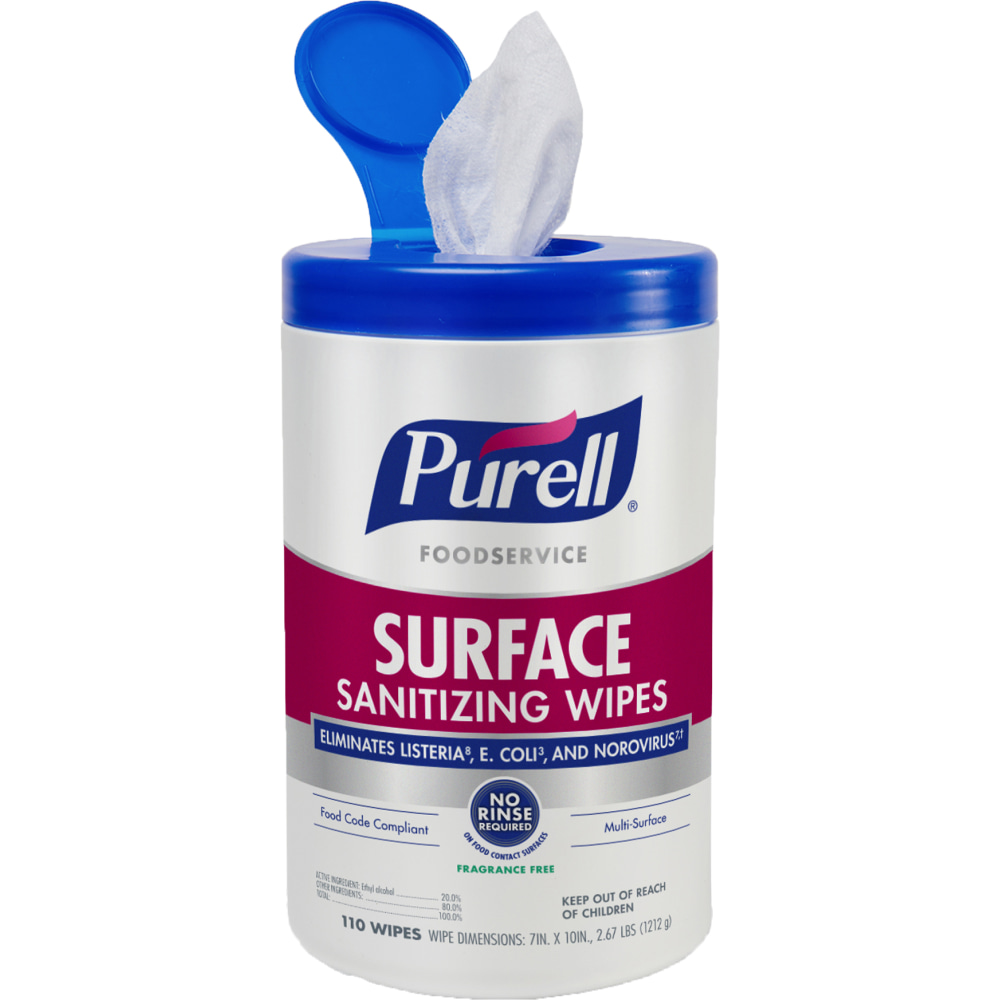 Purell Foodservice Surface Sanitizing Wipes, 110 Wipes MPN:9341-06EA