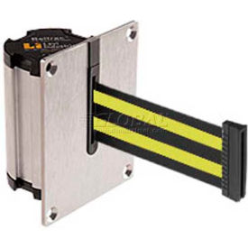 Lavi Industries Recessed Wall Mount Retractable Belt Barrier Satin Case W/10' Black/Neon Ylw Belt 10/BN/RE/SA/ST