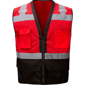 GSS Enhanced Visibility Premium Heavy Duty Vest w/ Multi Pockets 2XL/3XL Red 1204-2XL/3XL