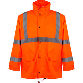 GSS Safety 6002 Class 3 Rain Coat with 2 Patch Pockets Orange 4XL/5XL 6002-4XL/5XL