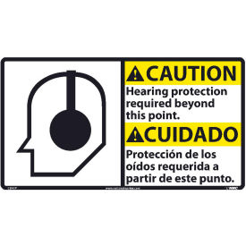 Bilingual Vinyl Sign - Caution Hearing Protection Required Beyond This Point CBA2P
