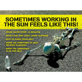 Accuform SP125178L Safety Poster SOMETIMES WORKING IN THE SUN FEELS LIKE 17