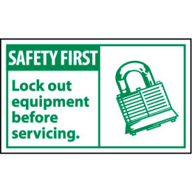 Graphic Machine Labels - Safety First Lockout Equipment Before Servicing SGA8AP