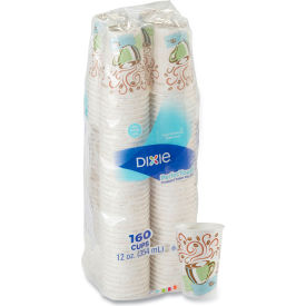 Dixie® PerfecTouch Paper Hot Cups 12 oz. Capacity Coffee Haze Design White/Brown 160/Pack DXE5342CDSBPPK