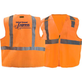 S Recycled Class 2 Mesh Breakaway Zip Vest W/United Ground Express Logo Orange PLG02 UGE-SSMBZ-OS