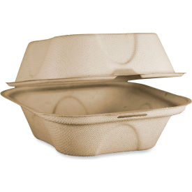 World Centric® Fiber Hinged Burger Box Container 6-1/2