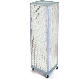 Global Approved 700406-WHT Four-Sided Spinning Pegboard Floor Display W/ Wheels 16