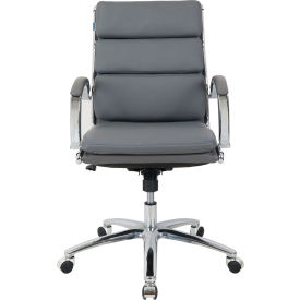 Interion® Antimicrobial Bonded Leather Modern Ribbed Executive Chair Charcoal Gray 640GY-AM695