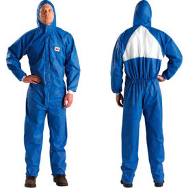 3M™ Disposable Coverall Knit Cuffs Attached Hood Blue 4X-Large 4530-BLK-4XL 25/Case 7000109039