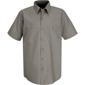 Red Kap® Men's Industrial Work Shirt Short Sleeve Gray XL SP24 SP24GYSSXL