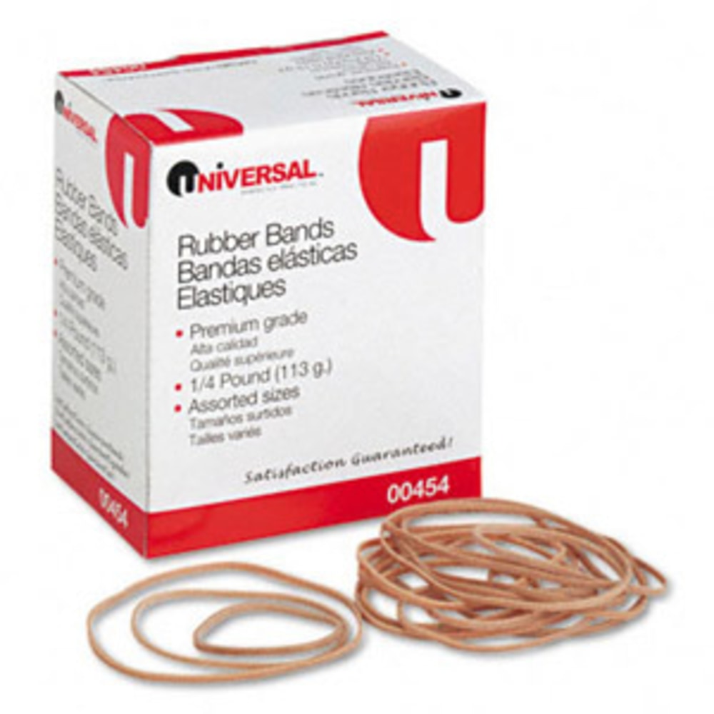 Universal Assorted Size Boxed Rubber Band - Size: #54 x 0.03in Thickness - 12lb/in - Rubber - Beige (Min Order Qty 22) MPN:UNV00454