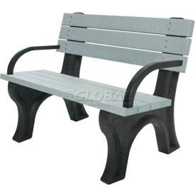 Polly Products Deluxe 4' Backed Bench w/ Arms Brown Bench/Black Frame ASM-DB4BA-02-BK/BN