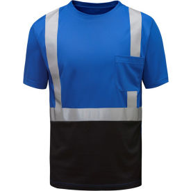 GSS Safety NON-ANSI Multi Color Short Sleeve Safety T-shirt with Black Bottom-Blue-4XL 5123-4XL