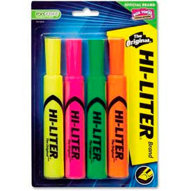 Avery® HI-LITER Desk-Style Highlighters Chisel Tip Yellow / Pink / Green / Orange 4/Set 24063
