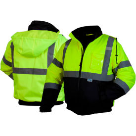 Pyramex® RJ32 Hi-Vis Waterproof Bomber Jacket Type R ANSI Class 3 2XL Lime RJ3210X2