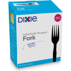 Dixie® Grab'N Go Mediumweight Wrapped Forks Polystyrene Black 90/Box 6 Box/Carton DXEFM5W540