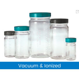 Qorpak® 8oz Clear Graduated Medium Round w/58-400 White PP SturdeeSeal PE Foam Cap Vacuum-96PK GLC-01556