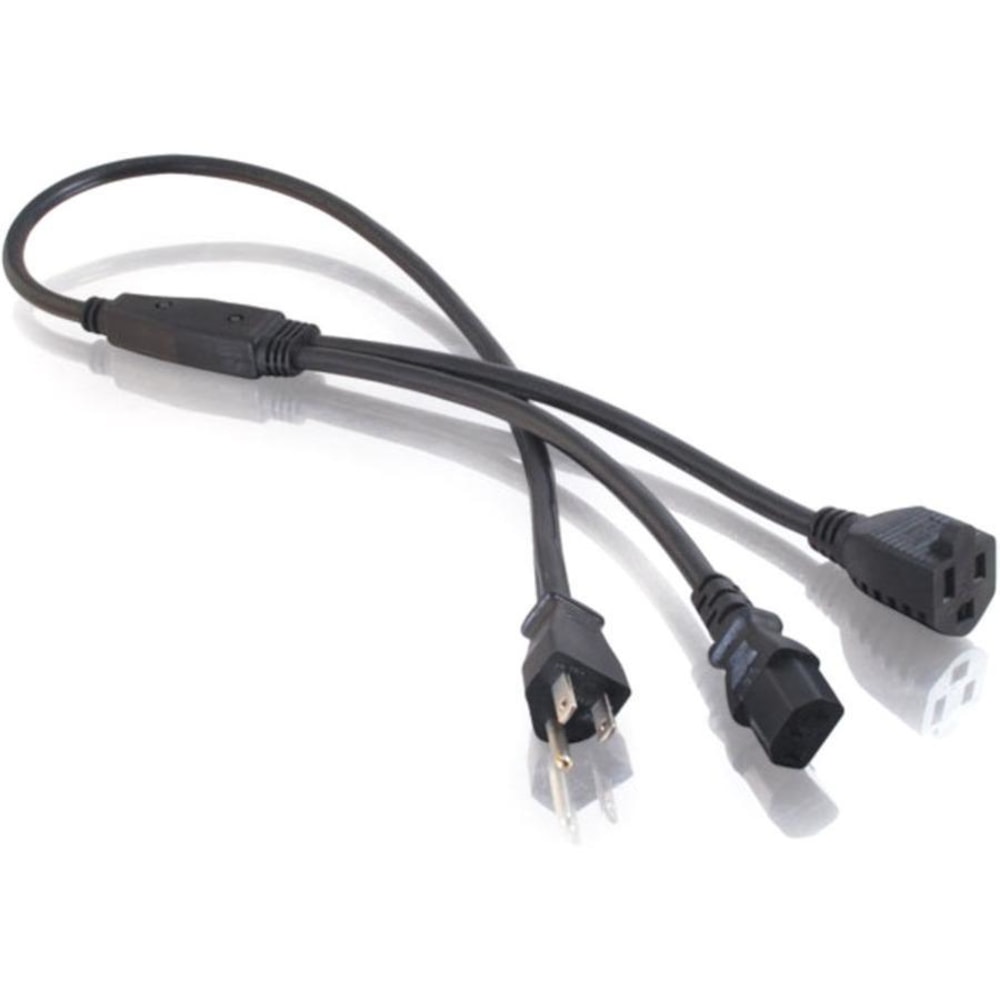 C2G 3ft 16 AWG 1-to-2 Power Cord Splitter (NEMA 5-15P to 1 NEMA 5-15R + 1 IEC320C13) - Power splitter - 29811 MPN:29811