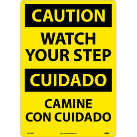 NMC™ Bilingual Plastic Sign Caution Watch Your Step 14