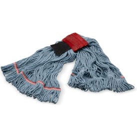Carlisle® Looped End Mop w/ Scrubber & Red Band Large Blue 369424S14 - Pkg Qty 12