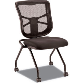 Alera Elusion Mesh Nesting Chairs Black Seat/Black Back Black Base 2/Carton EL4915