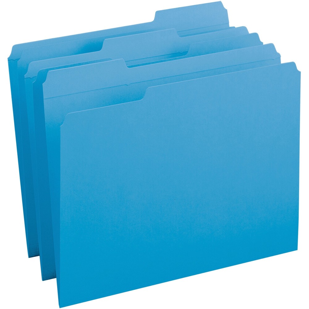 Business Source Reinforced Tab Colored File Folders - Blue - 10% Recycled - 100 / Box MPN:03172