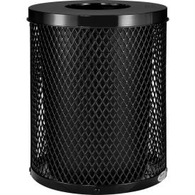 GoVets™ Outdoor Diamond Steel Trash Can With Flat Lid 36 Gallon Black 924BK261