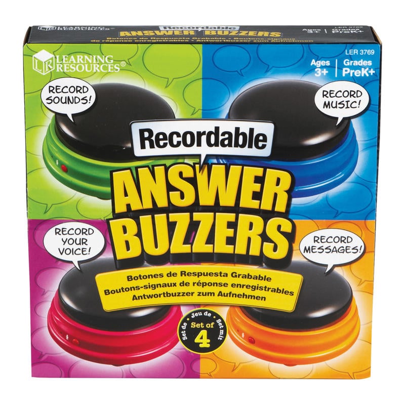 Learning Resources Recordable Answer Buzzers, Multicolored / Skill Learning Sound Game, 3+, Pack Of 4 (Min Order Qty 3) MPN:3769
