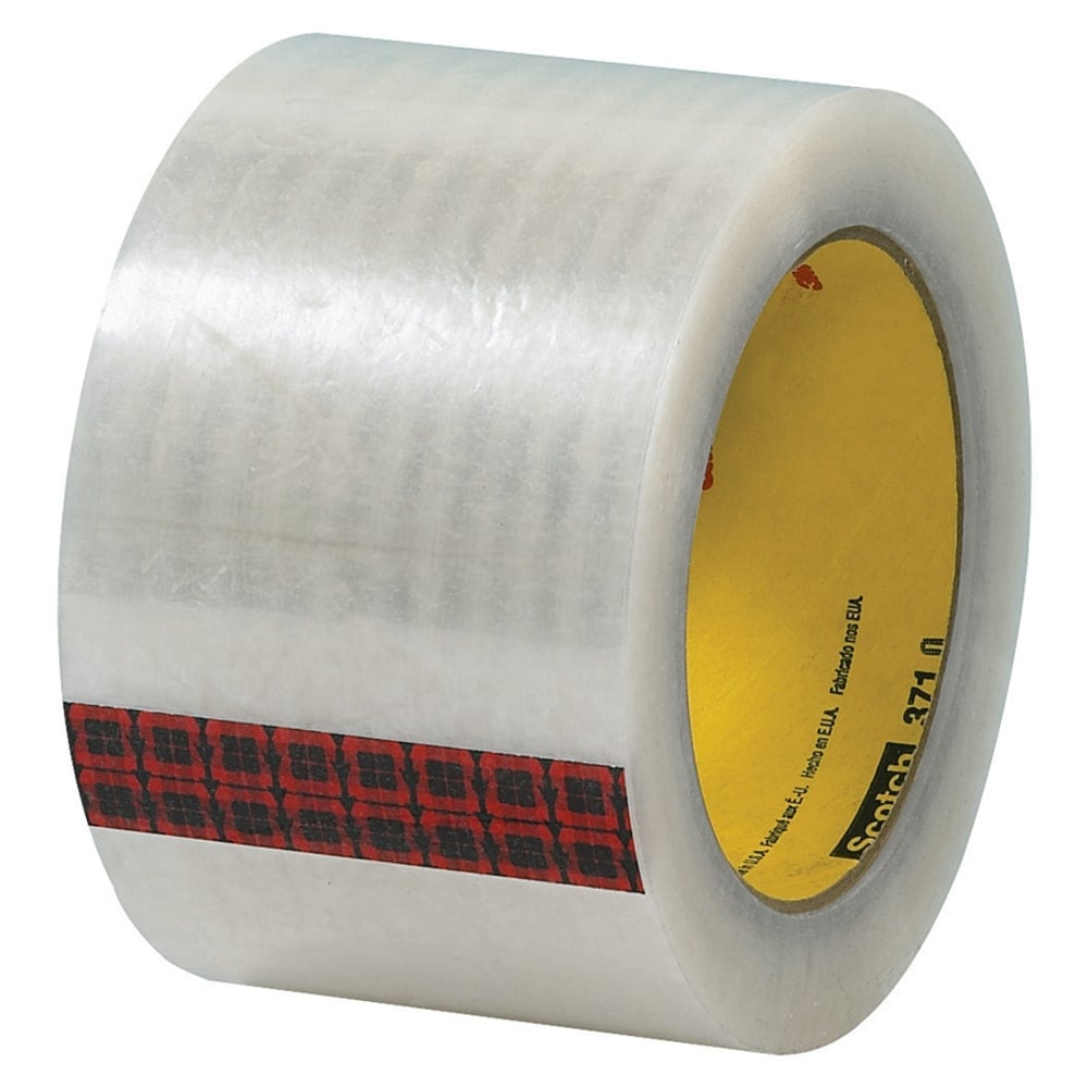 3M 371 Carton Sealing Tape, 3in x 110 Yd., Clear, Case Of 24 MPN:T905371