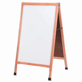 Aarco Solid Oak Wood A-Frame Sidewalk White Marker Board - 24