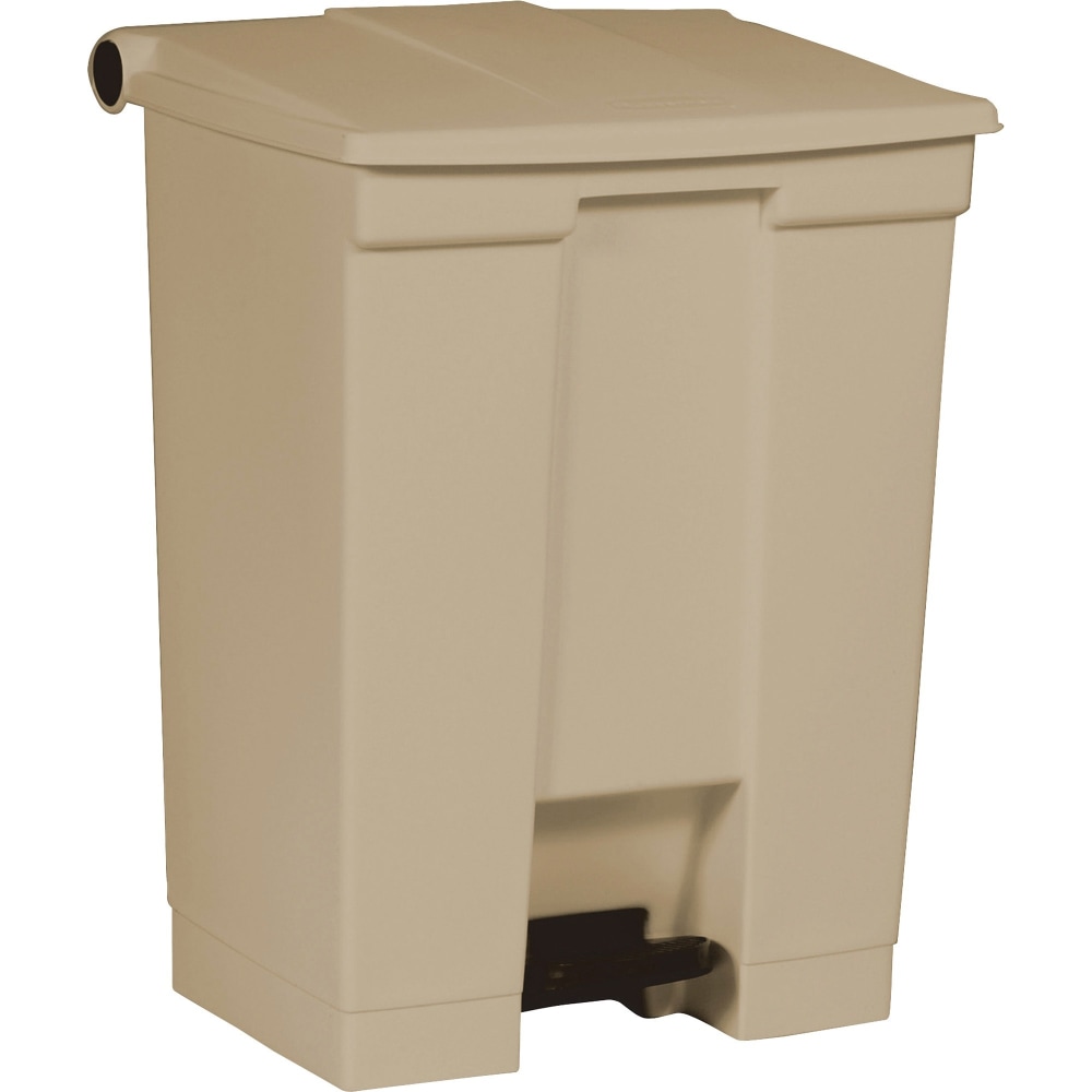 Rubbermaid Commercial Mobile Step-On Container - Step-on Opening - Overlapping Lid - 18 gal Capacity - Rectangular - Fire-Safe, Mobility, Puncture Resistant, Heavy Duty, Pedal Control - 26.5in Height x 19.8in Width x 16.1in Depth - Plastic - Beige - 1 Ea
