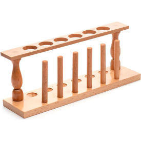 United Scientific™ Wooden Test Tube Rack 6 Places Brown TTHW01