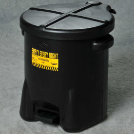 Eagle 6 Gallon Poly Waste Can W/ Foot Lever Black 933FLBLK