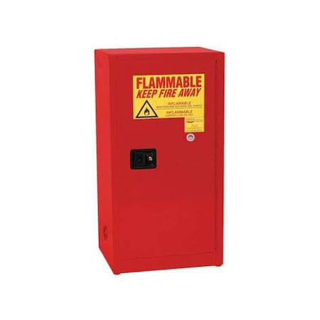 Hazardous Material Storage Cabinet, 16 gal, 1 Shelves, Steel, 23 1/4 in W x 44 in H x 18 in D, Red MPN:1905XRED