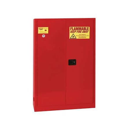 Hazardous Material Storage Cabinet, 45 gal, 2 Shelves, Steel, 43 in W x 65 in H x 18 in D, Red MPN:1945XRED