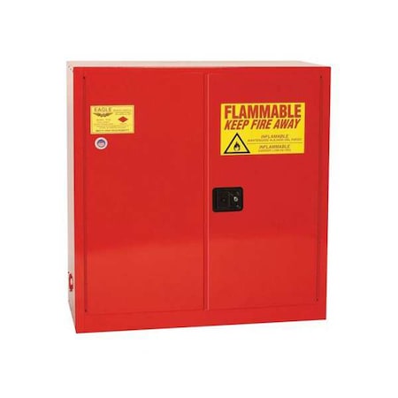 Hazardous Material Storage Cabinet, 40 gal, 3 Shelves, Steel, 43 in W x 44 in H x 18 in D, Red MPN:PI3010X