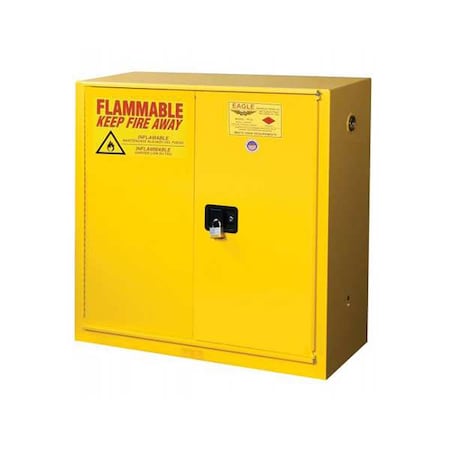 Hazardous Material Storage Cabinet, 40 gal, 3 Shelves, Steel, 43 in W x 44 in H x 18 in D, Yellow MPN:YPI30X