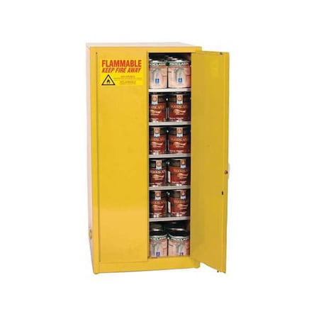 Hazardous Material Storage Cabinet, 96 gal, 5 Shelves, Steel, 34 in W x 65 in H x 34 in D, Yellow MPN:YPI6010X