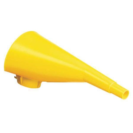 Funnel, 9 in Lg, 1 1/8 in Spout Outside Dia., Polyethylene, Yellow MPN:F15FUN