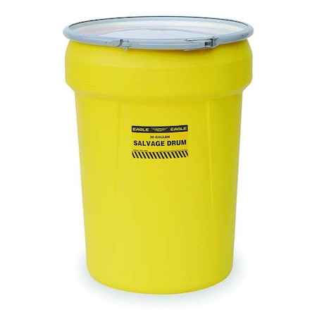 Open Head Salvage Drum, Polyethylene, 30 gal, Unlined, Yellow MPN:1602