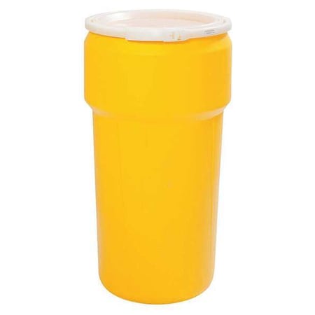 Open Head Transport Drum, Polyethylene, 20 gal, Unlined, Yellow MPN:1623