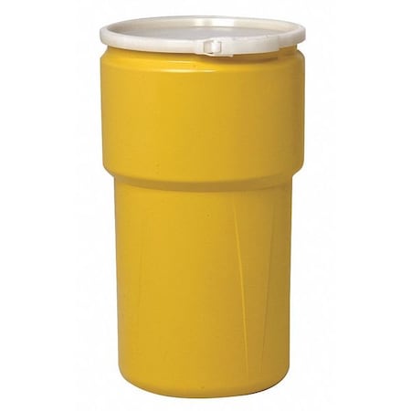 Open Head Transport Drum, Polyethylene, 20 gal, Unlined, Yellow MPN:1652