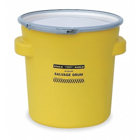 Open Head Salvage Drum, Polyethylene, 20 gal, Unlined, Yellow MPN:1654