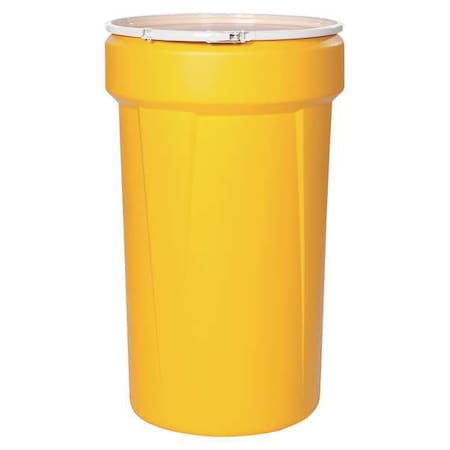 Open Head Transport Drum, Polyethylene, 55 gal, Unlined, Yellow MPN:1655